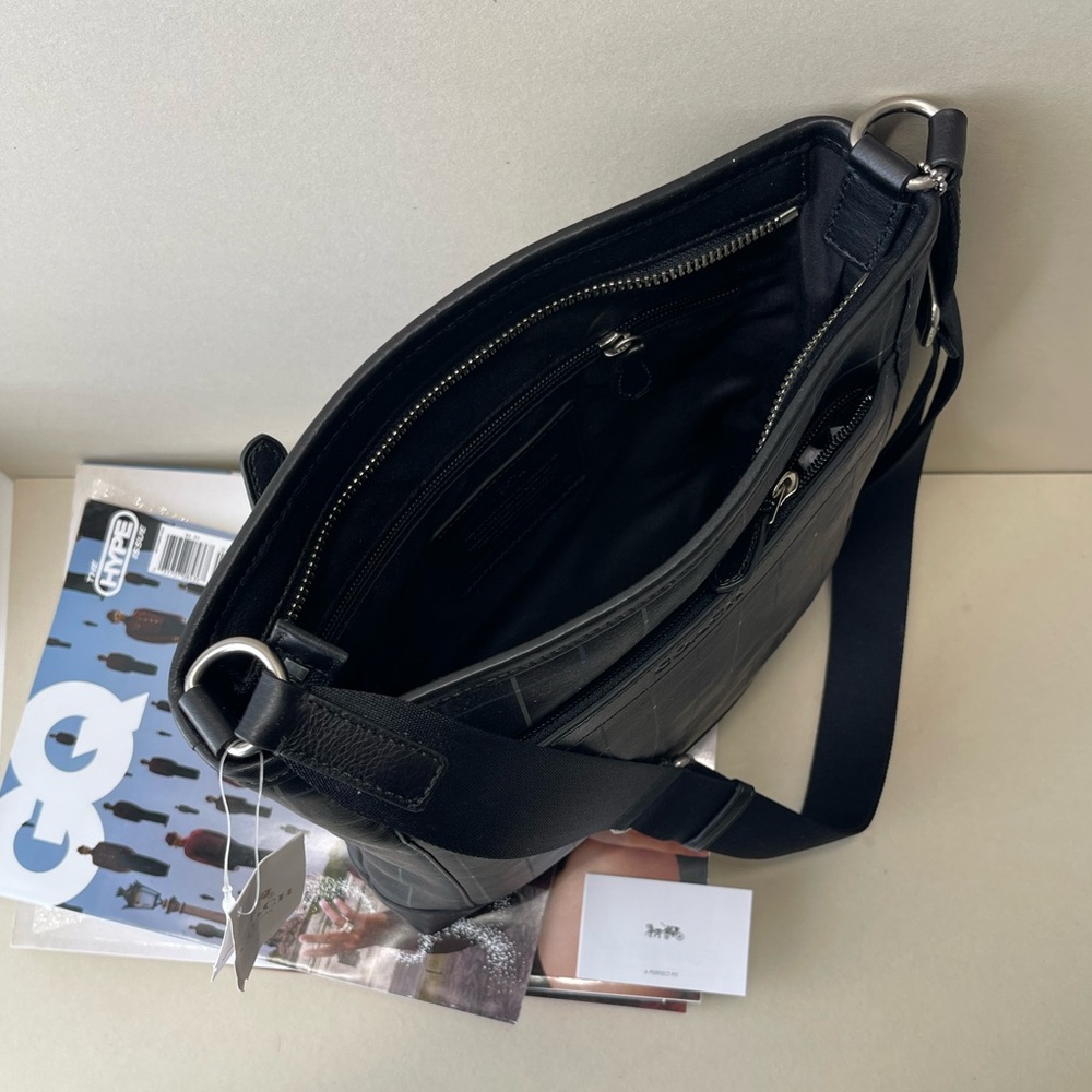 (new+tag) Coach F71757 Men/Unisex tech crossbody full leather black tattersall - Picture 15 of 16